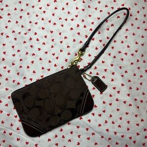Coach Dark Brown Signature Wristlet